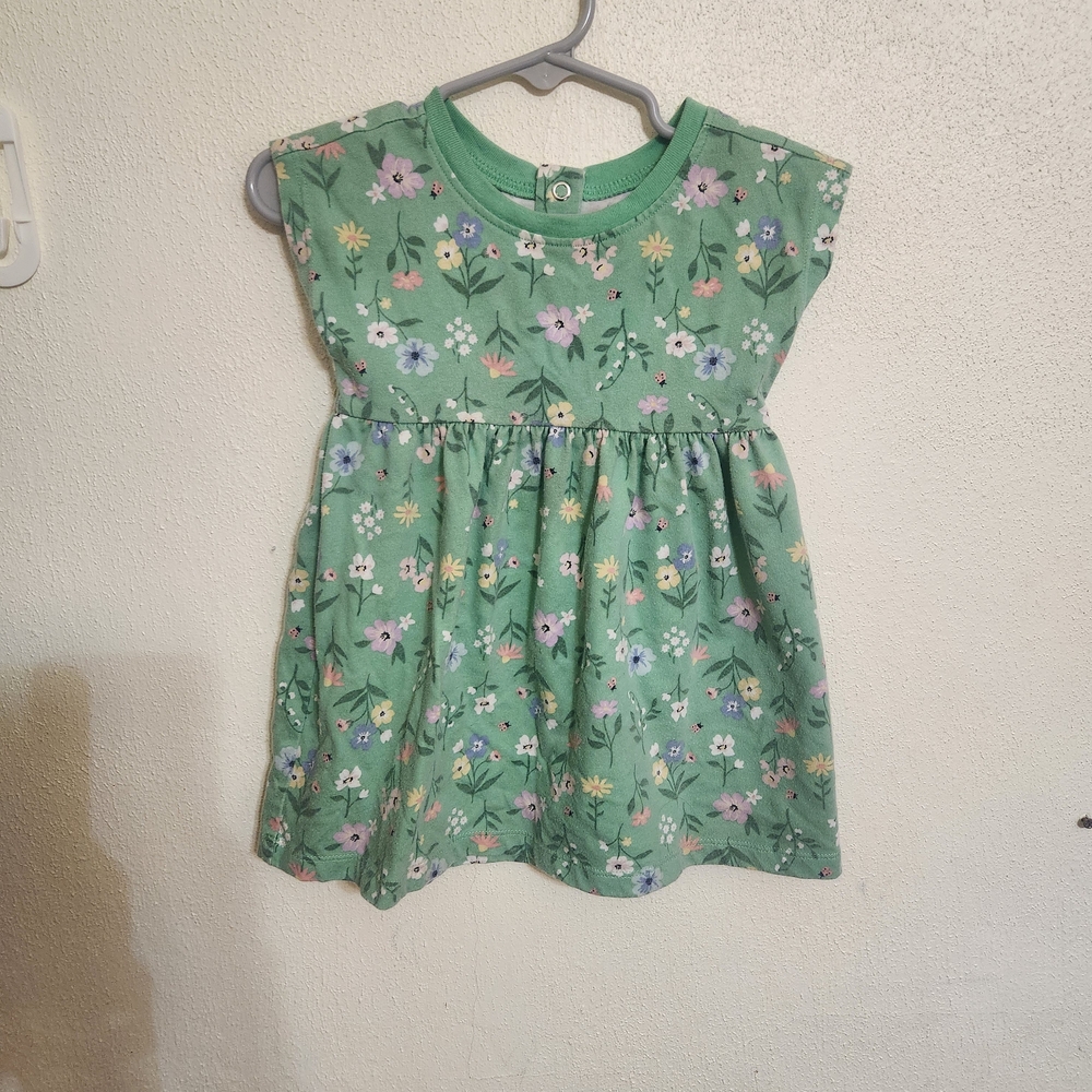 Garanimals Green Floral Cotton Play Dress